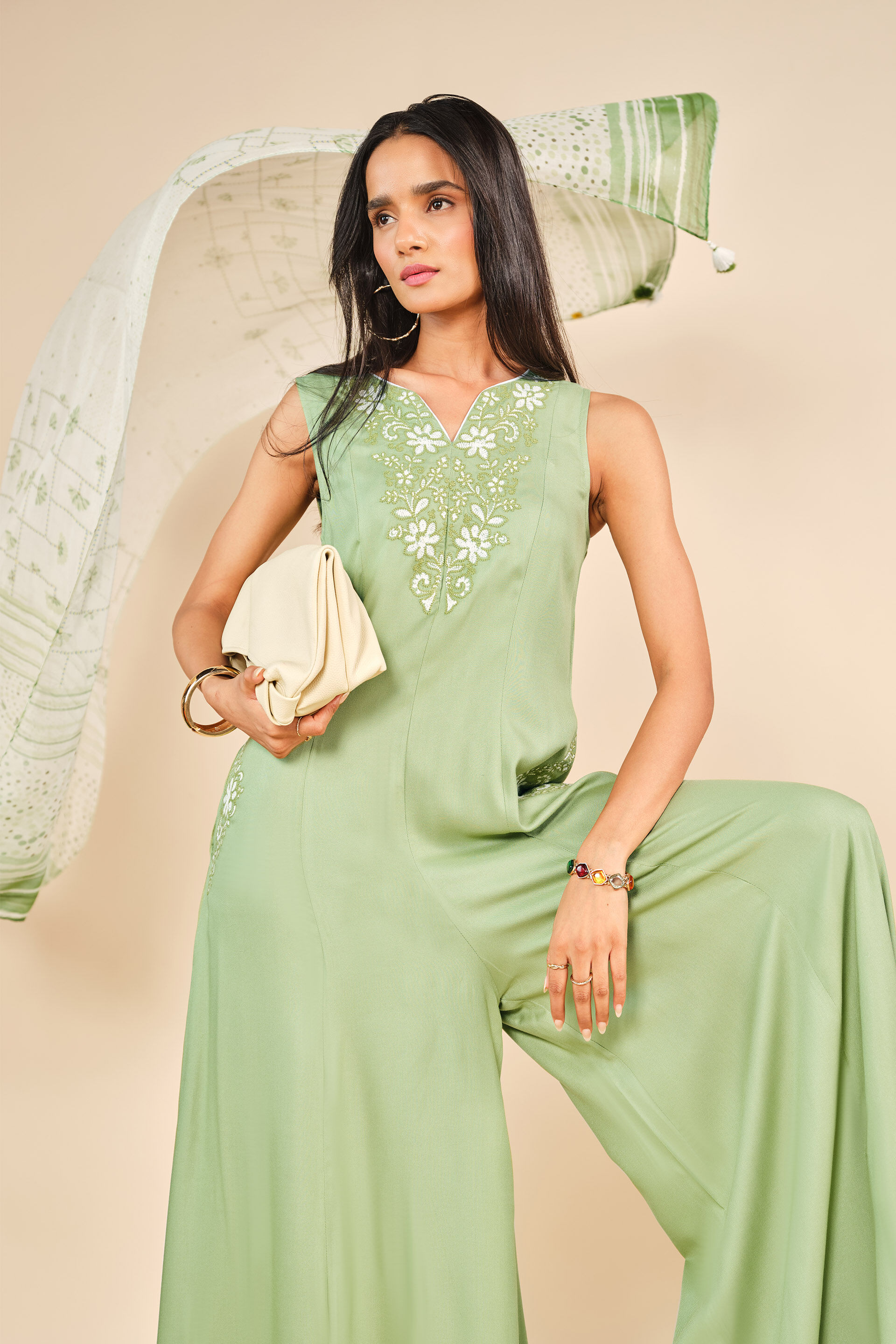 Mahiya Ve Jumpsuit, Sage Green, image 2